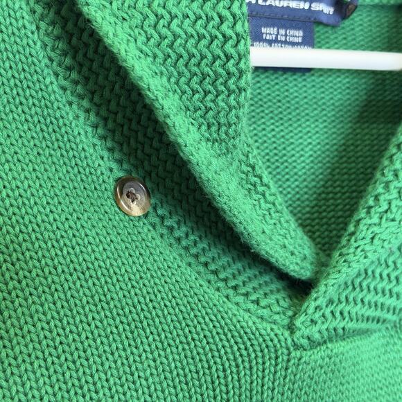 Ralph Lauren Sport Sweater Womens Size XL Green Shawl Collar Long Sleeve Cotton - Picture 4 of 7
